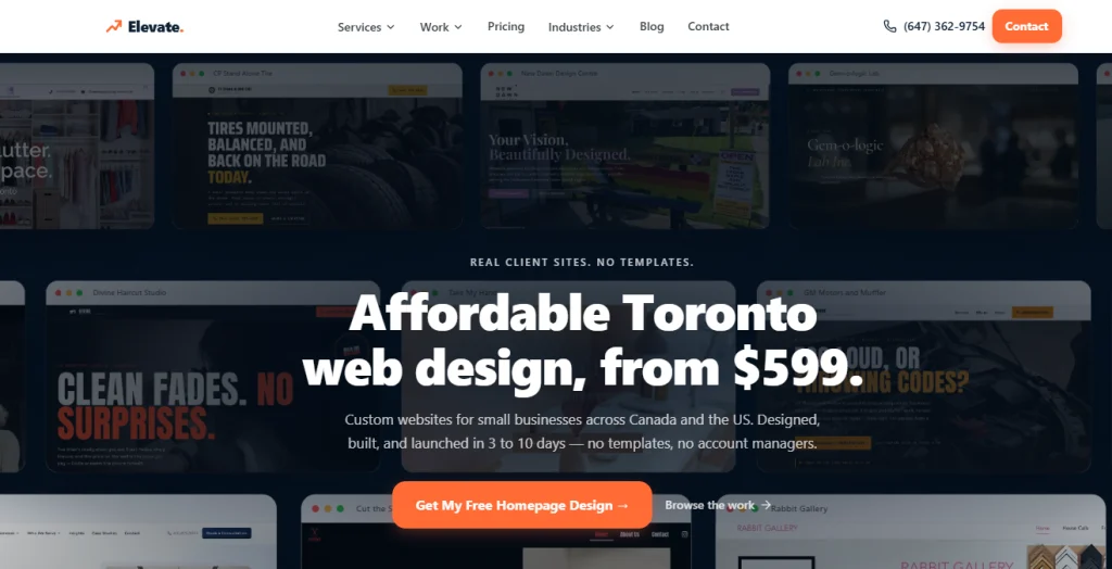 Elevate Web Design website development services for spas.