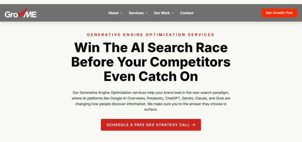 GrowME - generative engine optimization company for med spas in Toronto.