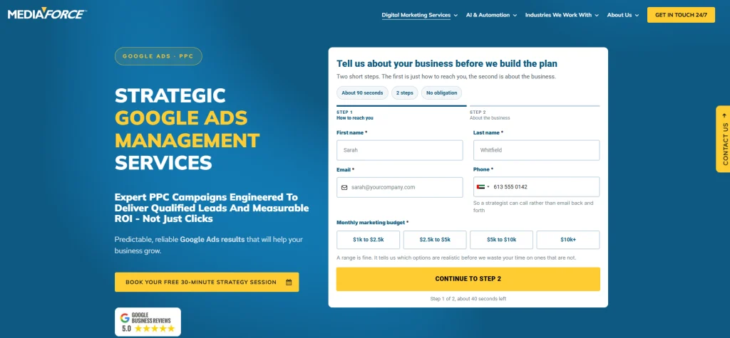 Mediaforce - Google Ads agencies for med spas in Toronto.