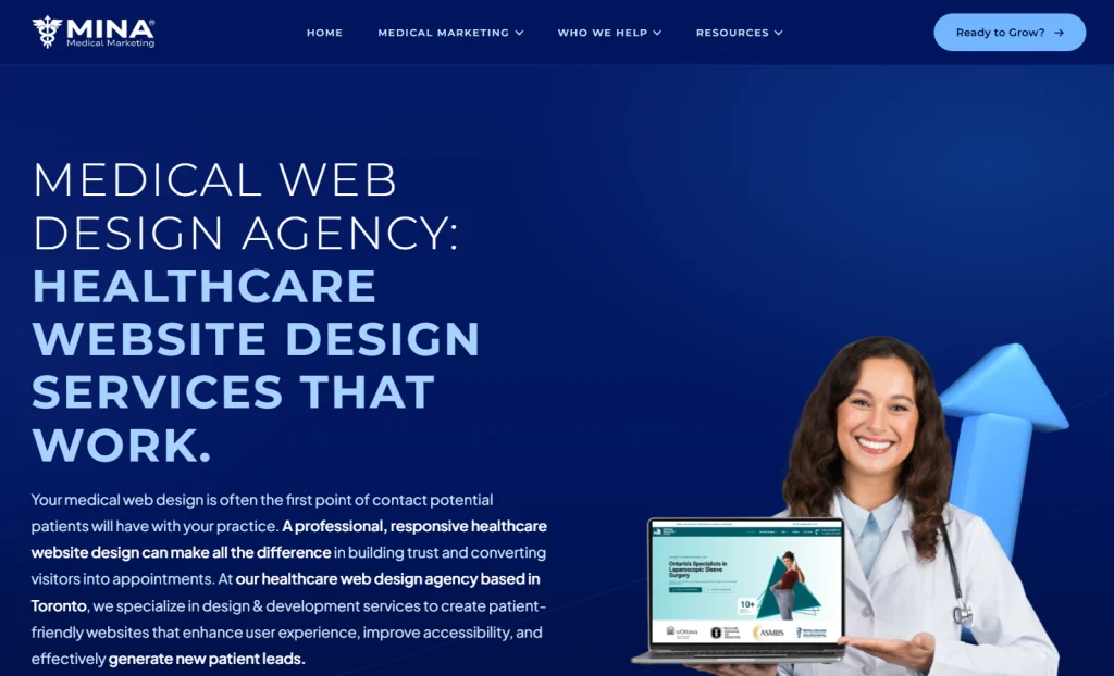 MINA Medical Marketing website design for med spas.