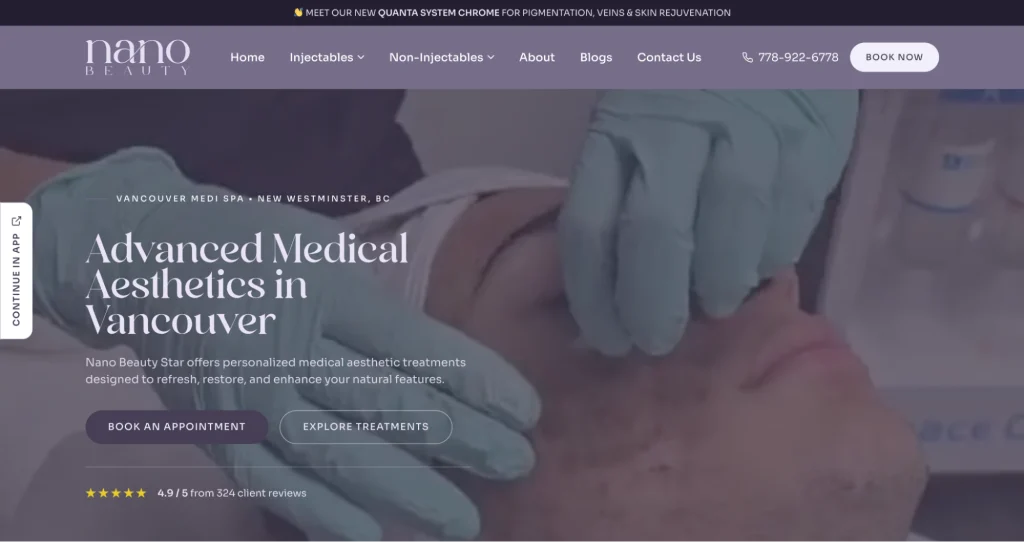 Nano Beauty Star med spa marketing case study featuring SEO, paid advertising, leads, and bookings.