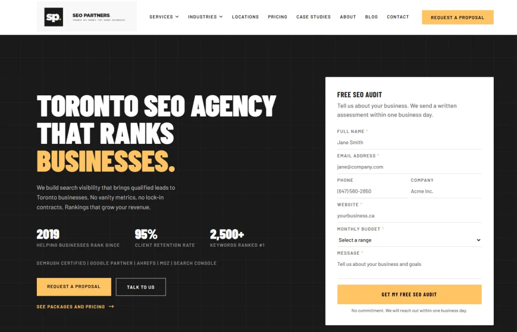 SEO Partners - med spa SEO providers in Toronto.
