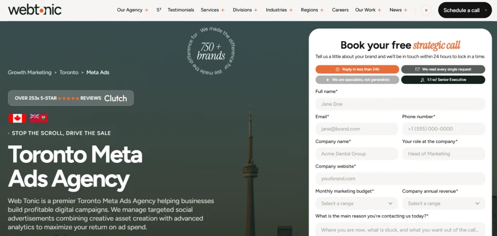 WebTonic - Meta Ads companies for med spas in Toronto.